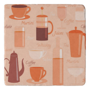 Pattern with drinks and text trivet