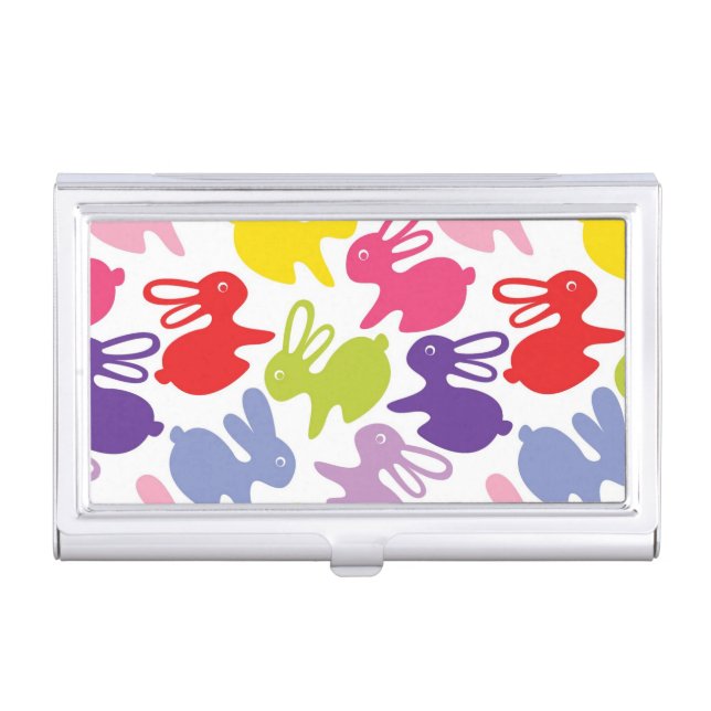 pattern with Easter rabbits Business Card Holder (Front)