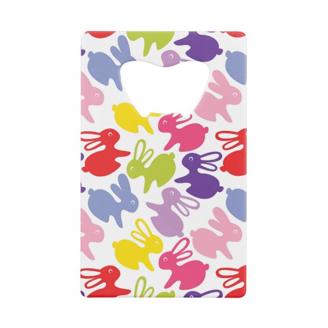 pattern with Easter rabbits Credit Card Bottle Opener (Front)