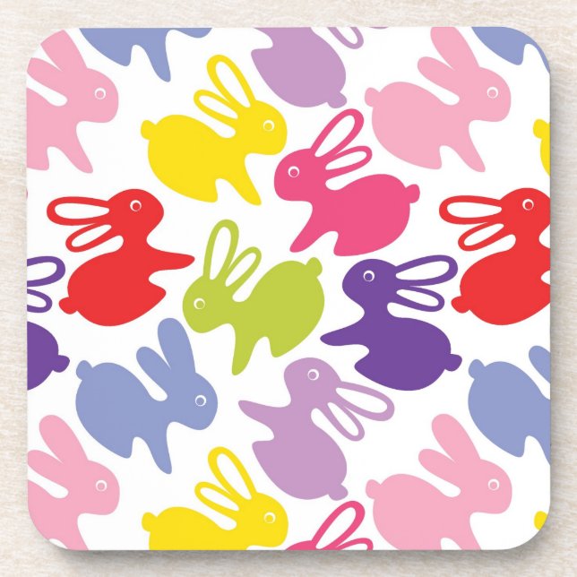 pattern with Easter rabbits Drink Coaster (Front)