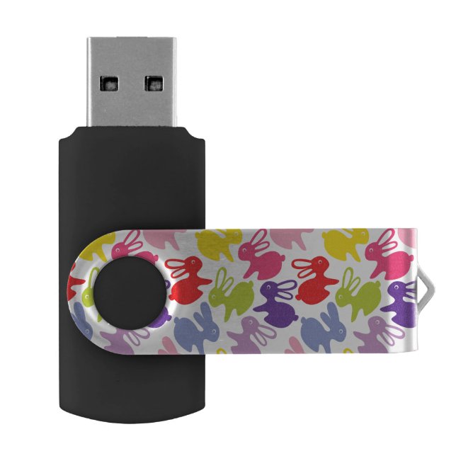 pattern with Easter rabbits Flash Drive (Opened)