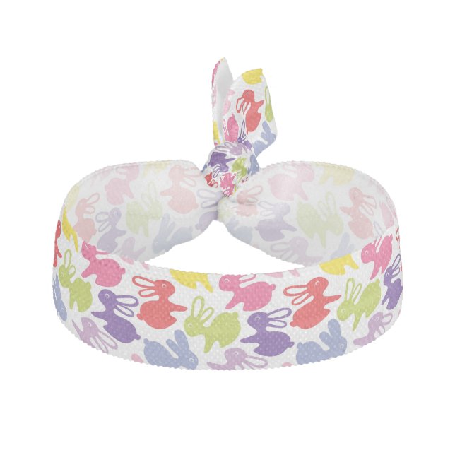 pattern with Easter rabbits Ribbon Hair Tie (Front)