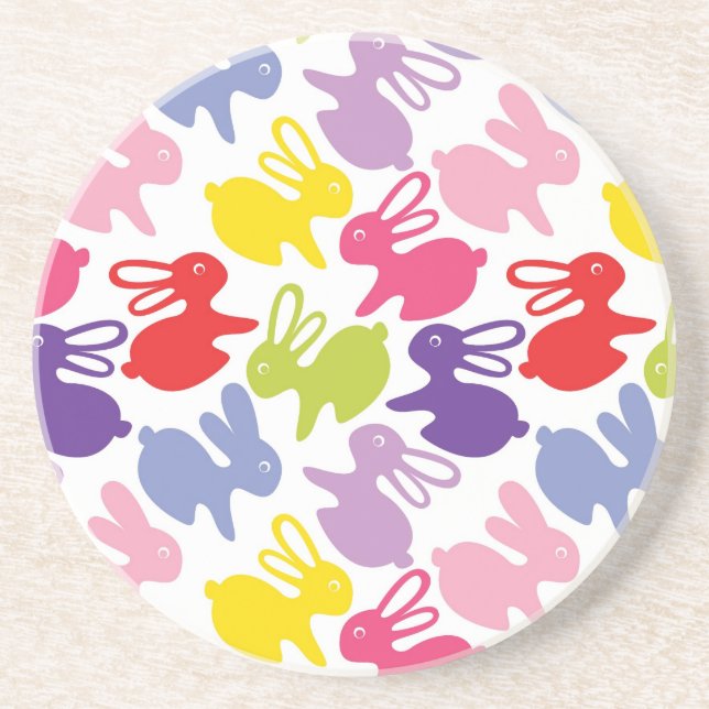 pattern with Easter rabbits Sandstone Coaster (Front)