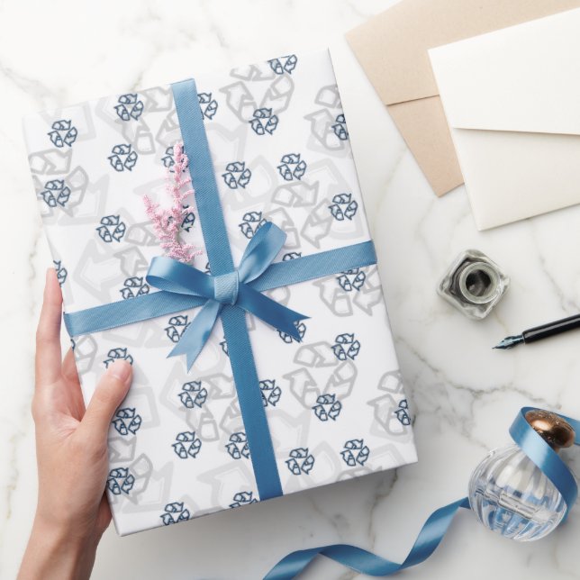 Pattern with eco symbol on white background wrapping paper (Gifting)