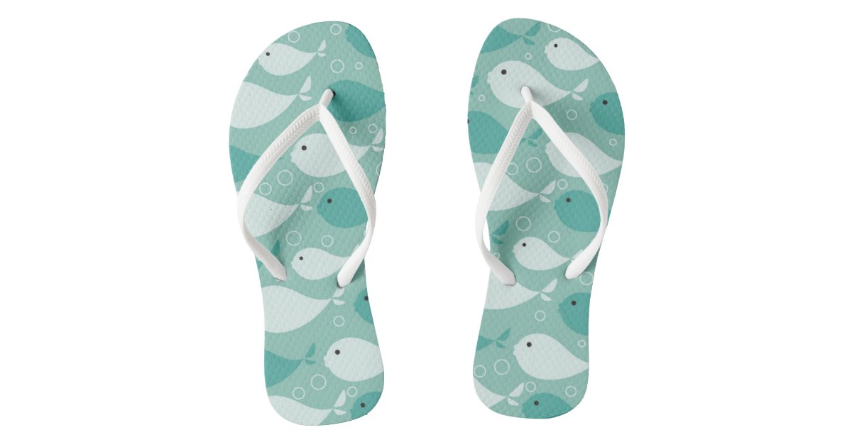 pattern with fish 2 flip flops | Zazzle