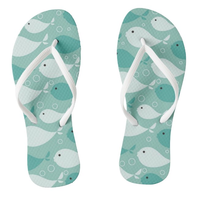 pattern with fish 2 flip flops (Footbed)