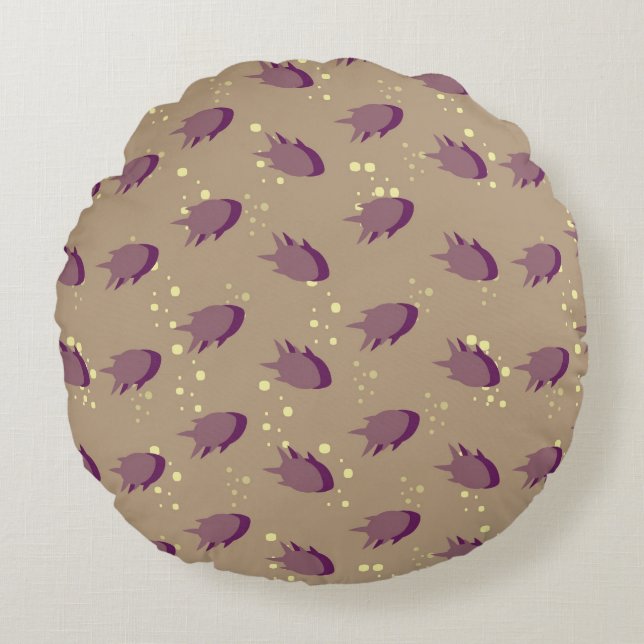 pattern with fish 2 round pillow (Front)