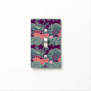 Pattern With Fish And Purple Wave Light Switch Cover