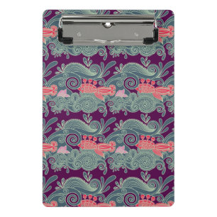 Pattern With Fish And Purple Wave Mini Clipboard
