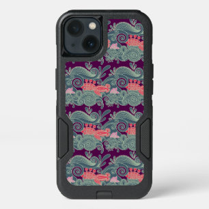Pattern With Fish And Purple Wave iPhone 13 Case