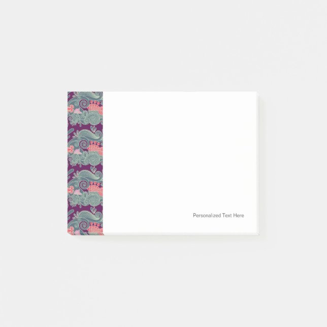 Pattern With Fish And Purple Wave Post-it Notes (Front)