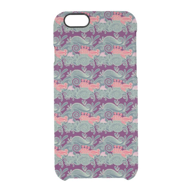 Pattern With Fish And Purple Wave Uncommon iPhone Case (Back)