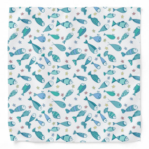 Pattern With Fish And Starfish Bandana