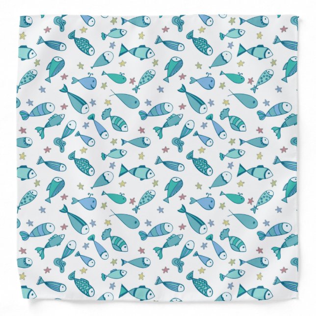Pattern With Fish And Starfish Bandana (Front)