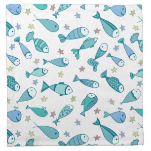 Pattern With Fish And Starfish Cloth Napkin