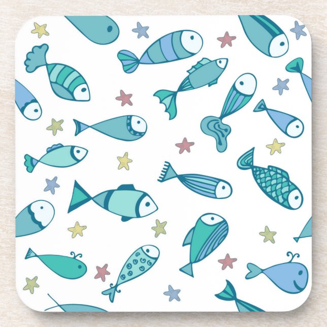 Pattern With Fish And Starfish Coaster (Front)