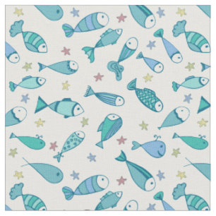 Pattern With Fish And Starfish Fabric