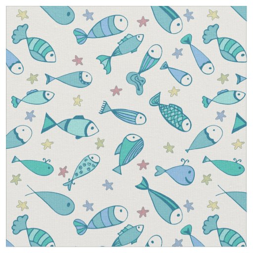 Pattern With Fish And Starfish Fabric