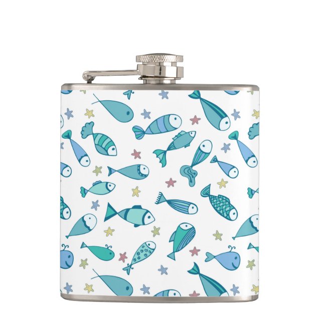 Pattern With Fish And Starfish Flask (Front)