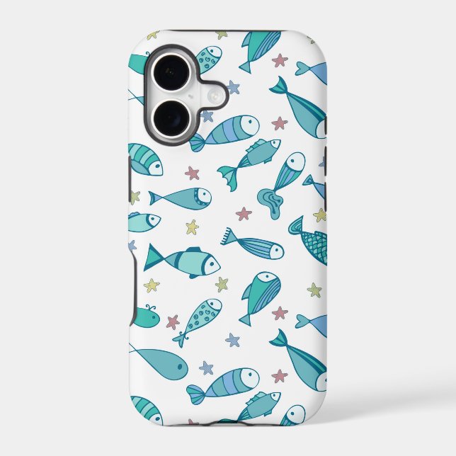 Pattern With Fish And Starfish Iphone Case (Back)