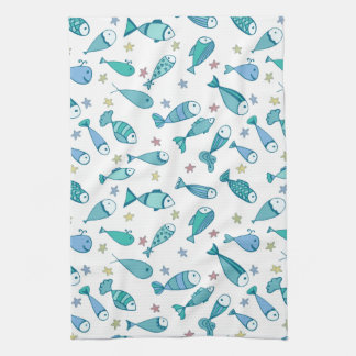 Pattern With Fish And Starfish Kitchen Towel
