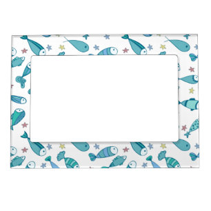 Pattern With Fish And Starfish Magnetic Frame