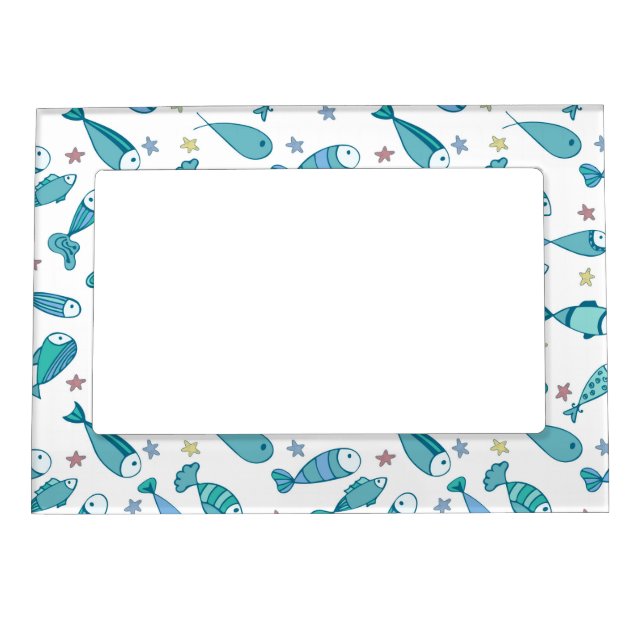 Pattern With Fish And Starfish Magnetic Frame (Front)