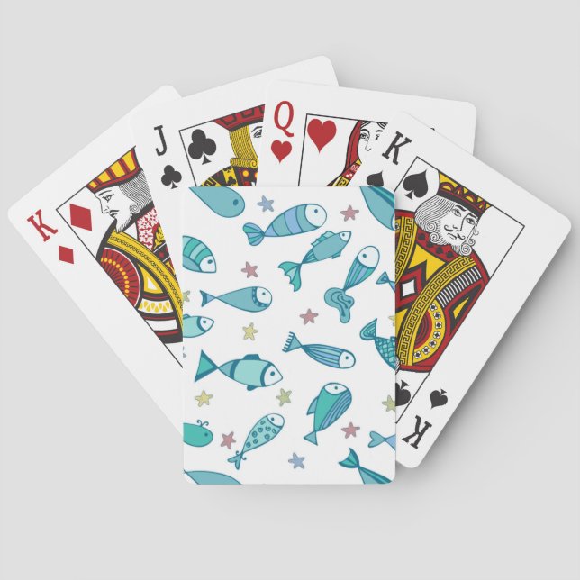 Pattern With Fish And Starfish Poker Cards (Back)