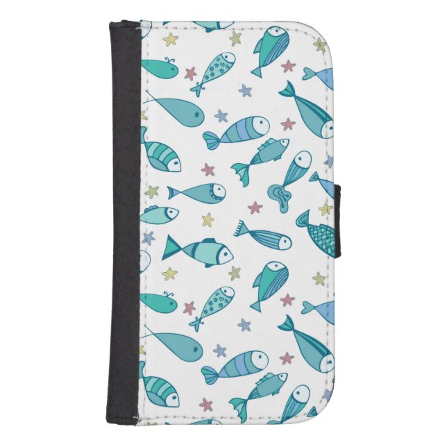 Pattern With Fish And Starfish Samsung Galaxy Wallet Case (Front)