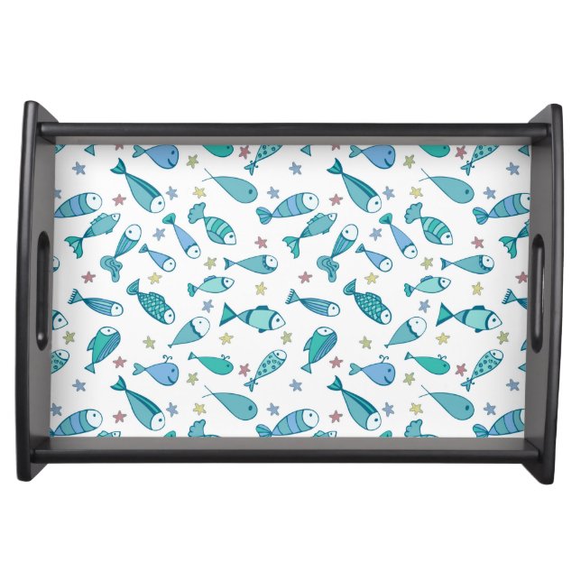 Pattern With Fish And Starfish Serving Tray (Front)