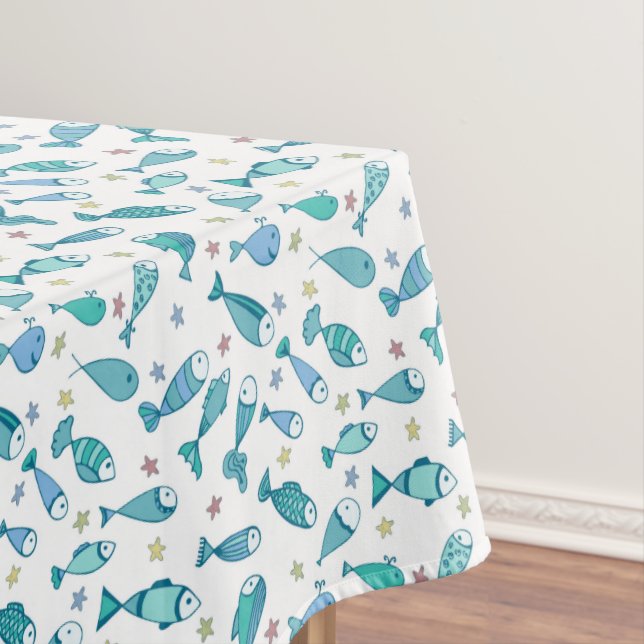 Pattern With Fish And Starfish Tablecloth (In Situ)