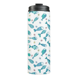 Pattern With Fish And Starfish Thermal Tumbler