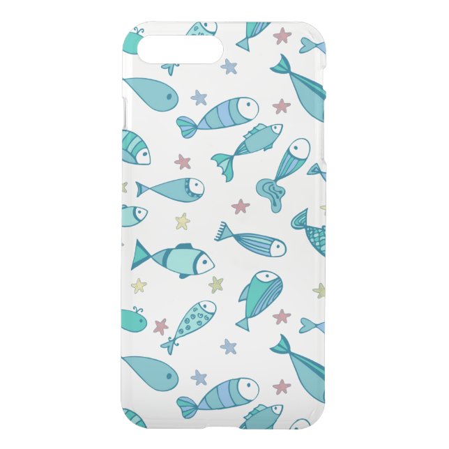 Pattern With Fish And Starfish Uncommon iPhone Case (Back)