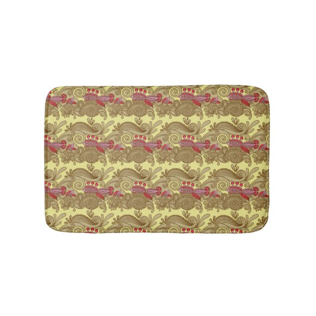 Pattern With Fish And Wave Bathroom Mat (Front)