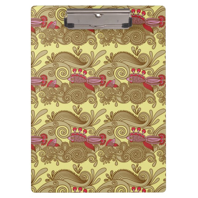 Pattern With Fish And Wave Clipboard (Front)