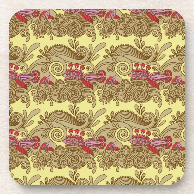 Pattern With Fish And Wave Coaster (Front)