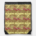 Pattern With Fish And Wave Drawstring Bag