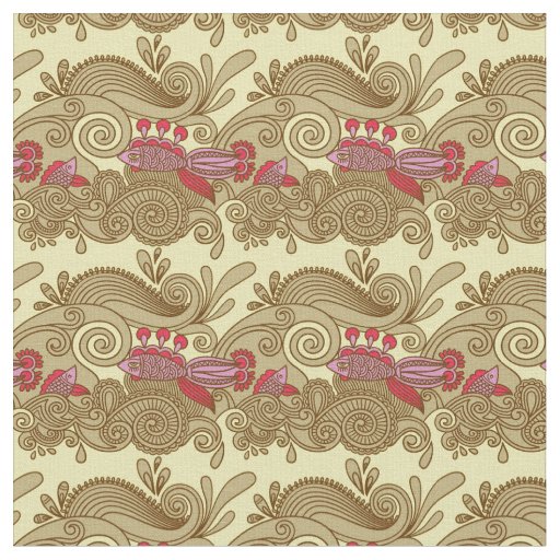Pattern With Fish And Wave Fabric
