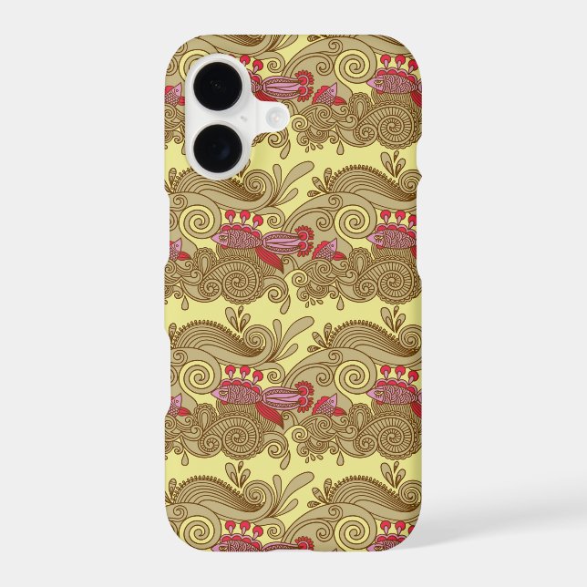 Pattern With Fish And Wave Iphone Case (Back)