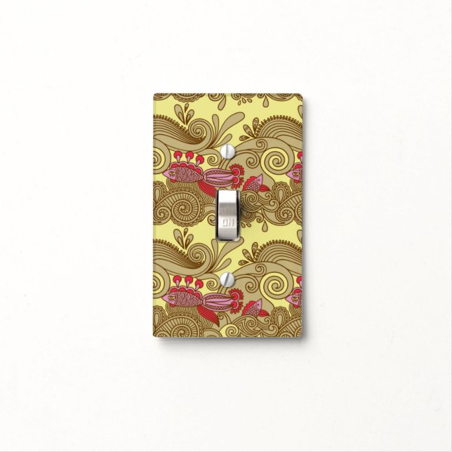Pattern With Fish And Wave Light Switch Cover (In Situ)