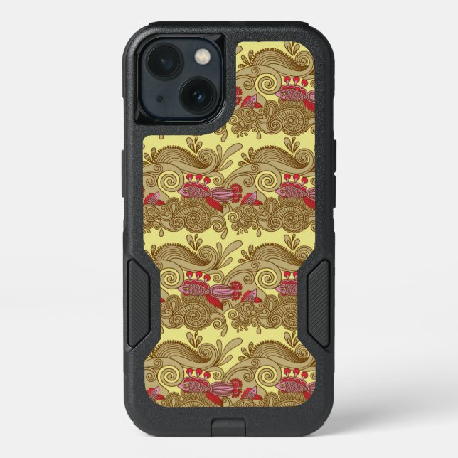 Pattern With Fish And Wave Otterbox iPhone Case (Back)