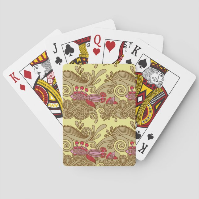 Pattern With Fish And Wave Poker Cards (Back)