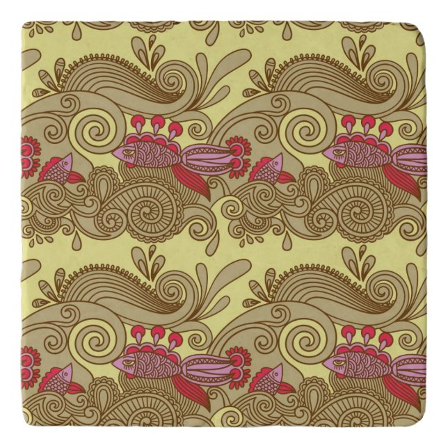 Pattern With Fish And Wave Trivet (Front)
