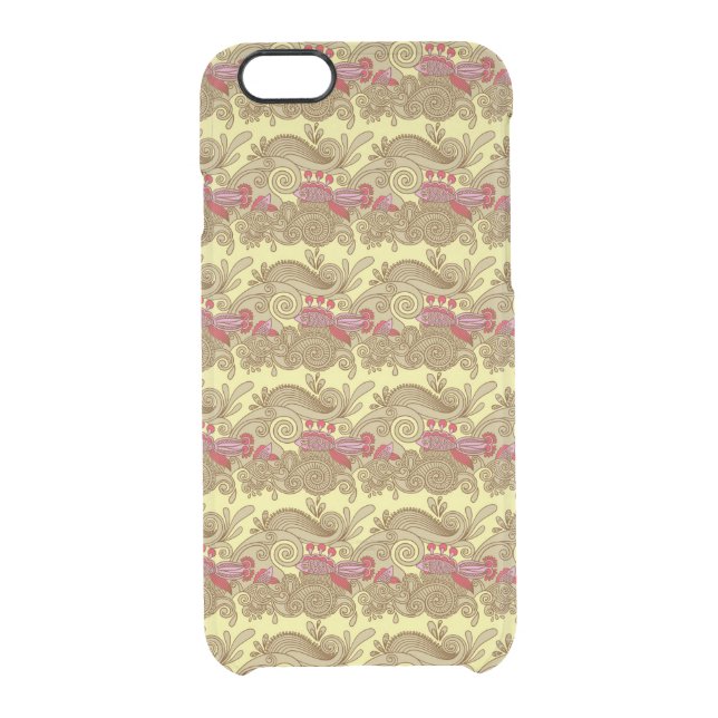 Pattern With Fish And Wave Uncommon iPhone Case (Back)