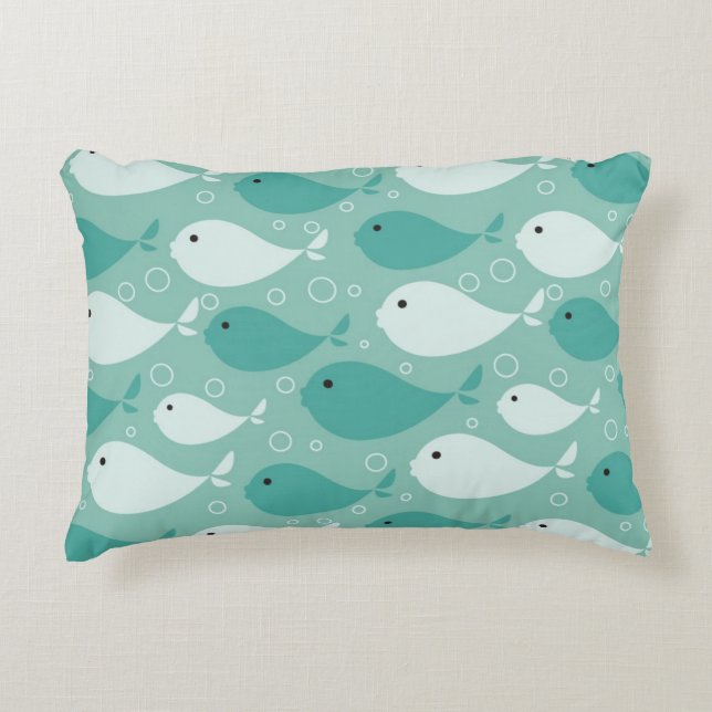 pattern with fish decorative pillow (Front)