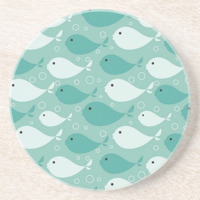 pattern with fish drink coaster (Front)
