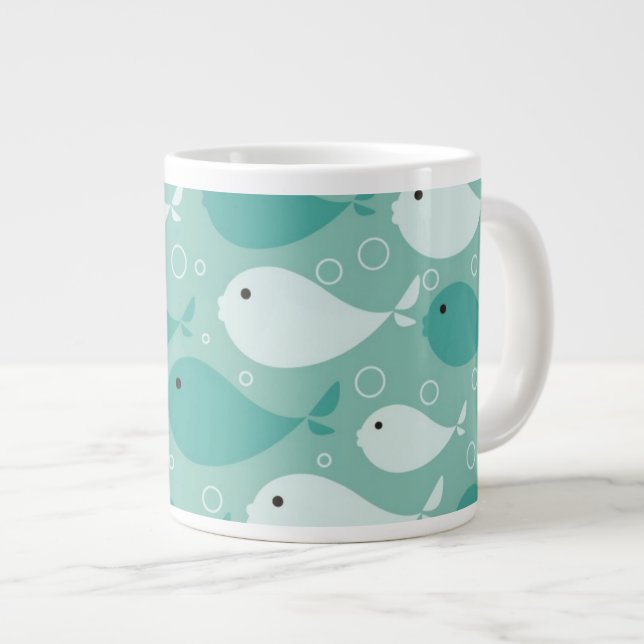 pattern with fish large coffee mug (Front Right)
