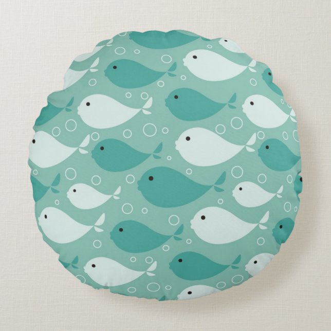 pattern with fish round pillow (Front)