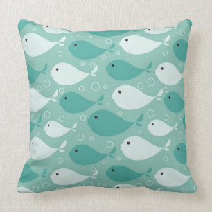 pattern with fish throw pillow