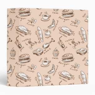 Pattern With Food 3 Ring Binder